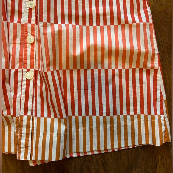 Striped Red and Tan Who What Wear Midi Skirt With Pockets Size Medium Comfy - Picture 3 of 9